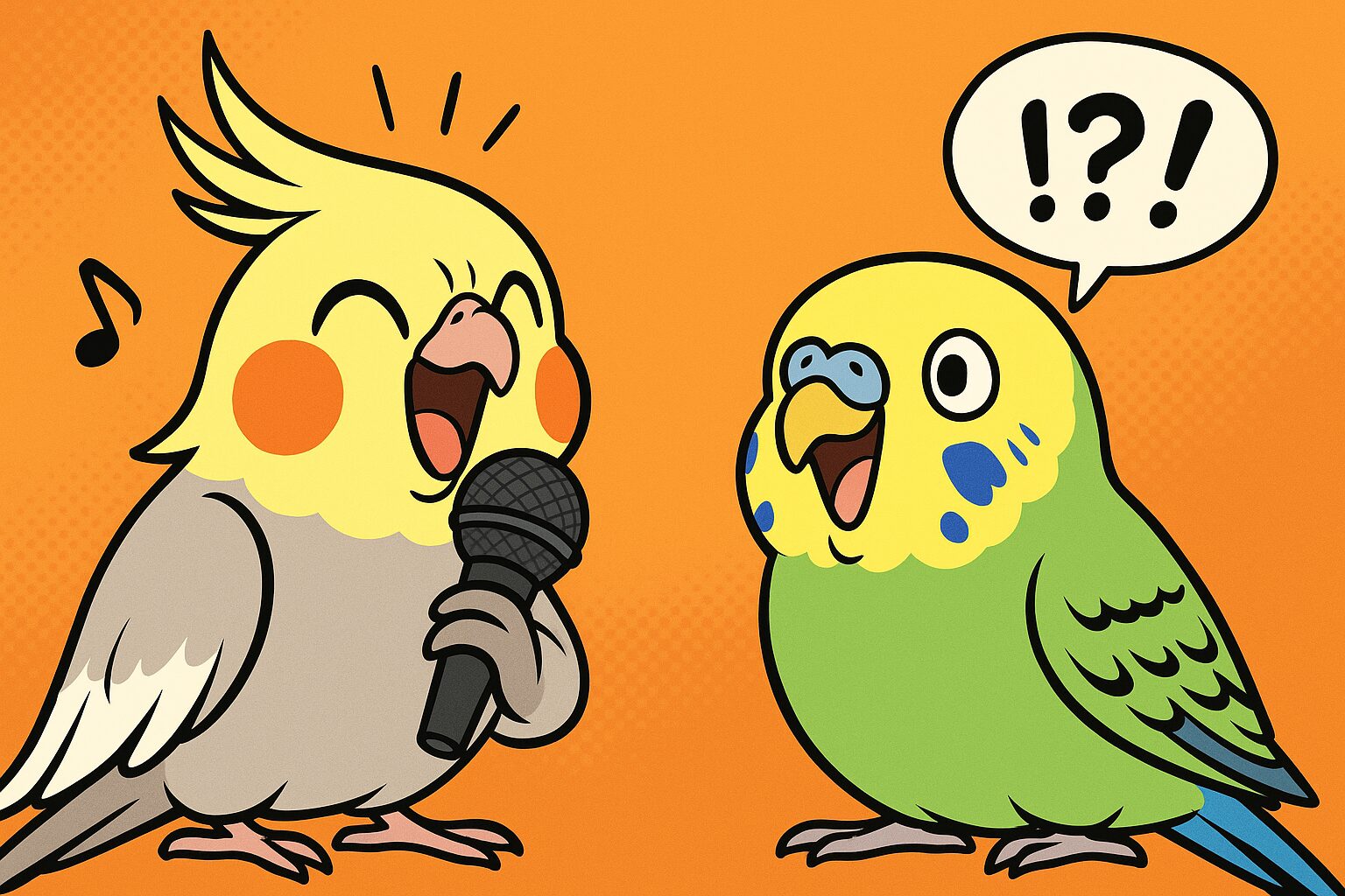 歌うオカメインコとしゃべるセキセイインコ