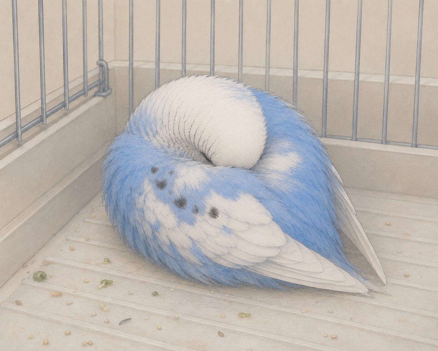 具合の悪そうなインコ